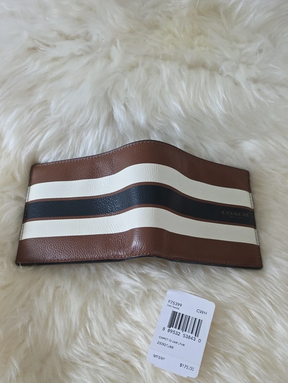 Gorgeous Men's Coach Compact Varsity Leather Wallet 🤎🤍🖤